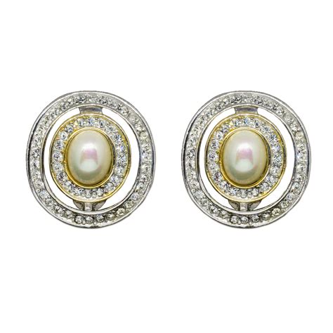 dior silver pearl earrings|vintage Dior pearl earrings.